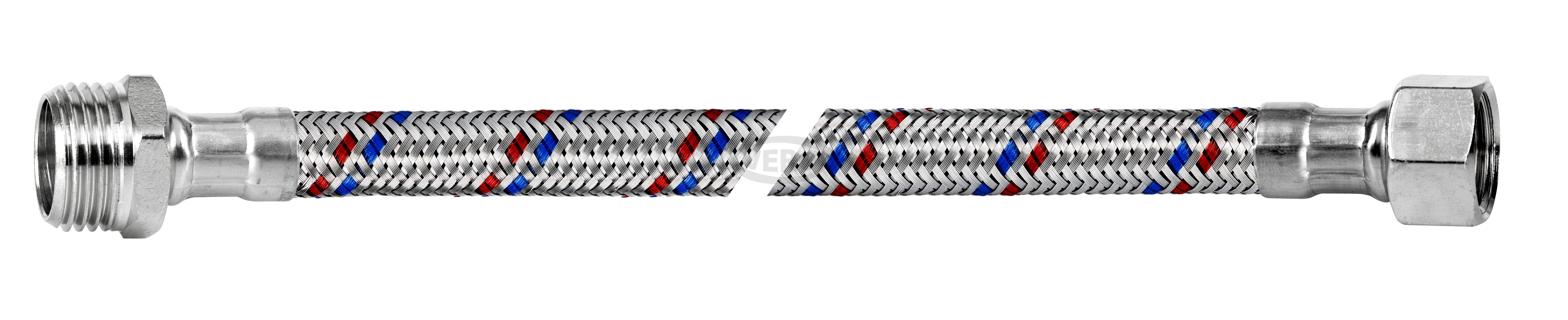 Przyłącze elastyczne w oplocie stalowym INOX 1/2"GZ - 3/8"GW