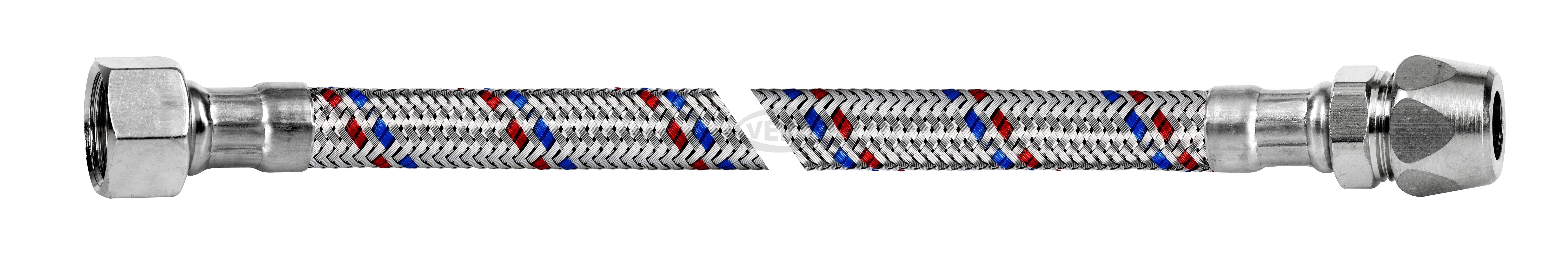 Przyłącze elastyczne w oplocie stalowym INOX 3/8" GW - ZACISK