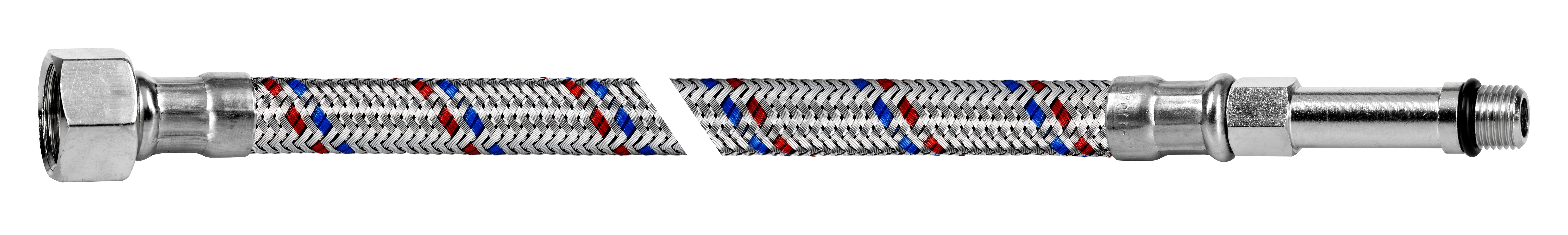 Przyłącze elastyczne w oplocie stalowym INOX 3/8" GW x M10 DŁUGA
