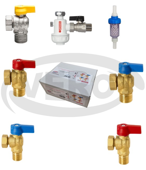 Zestaw zaworów kątowych 7 elementowy 2 x Zawór 1/2"+2 x Zawór 3/4 + Zawór Gazowy 3/4"+ Filtr z Magnetyzerem MINI 9080+Neutralizator
